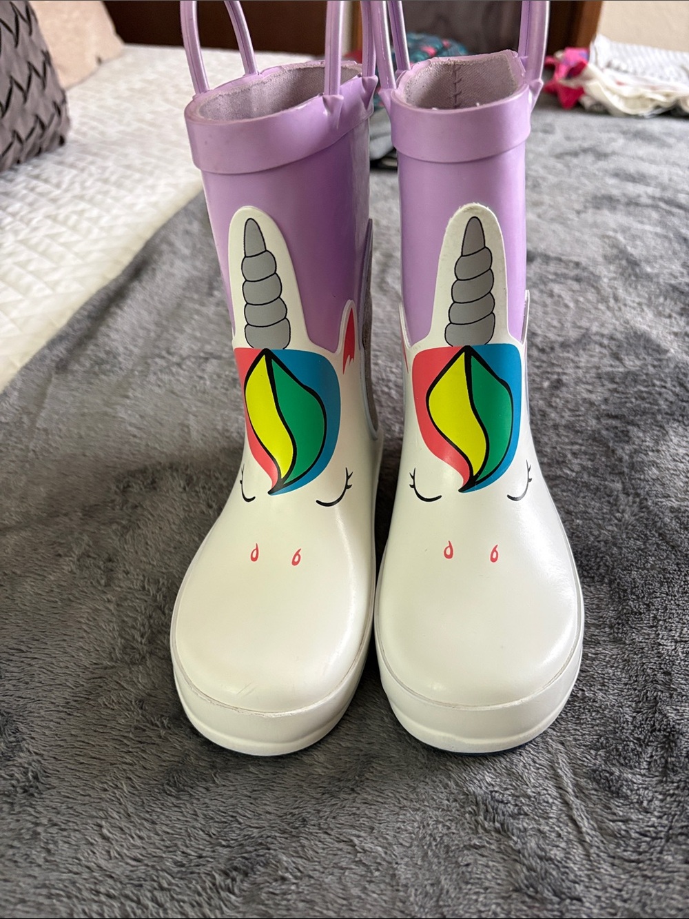 Target Girls Purple and White Unicorn Rain Boots